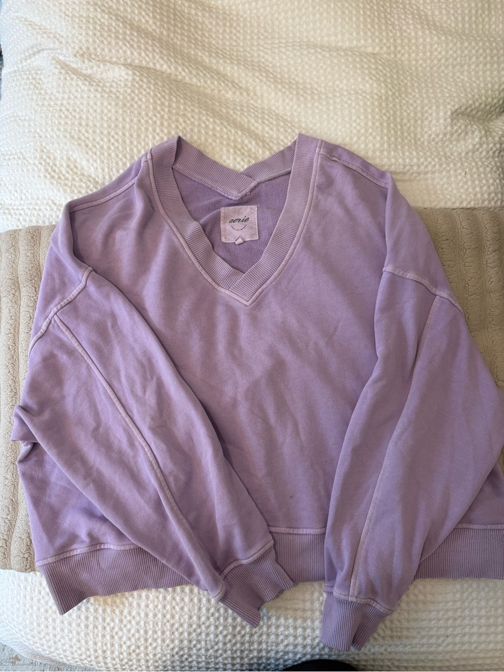 aerie Soft Lavender V-Neck Sweatshirt
